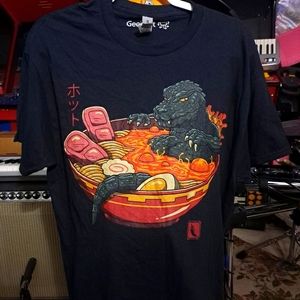 Godzilla In Spicy Ramen Graphic Tshirt Black Size: L Pre-Loved